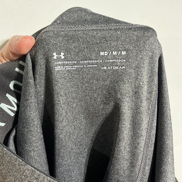 Under Armour Heatgear Compression Colorblock Grey Blue 7/8 Leggings Size Medium - Picture 7 of 7